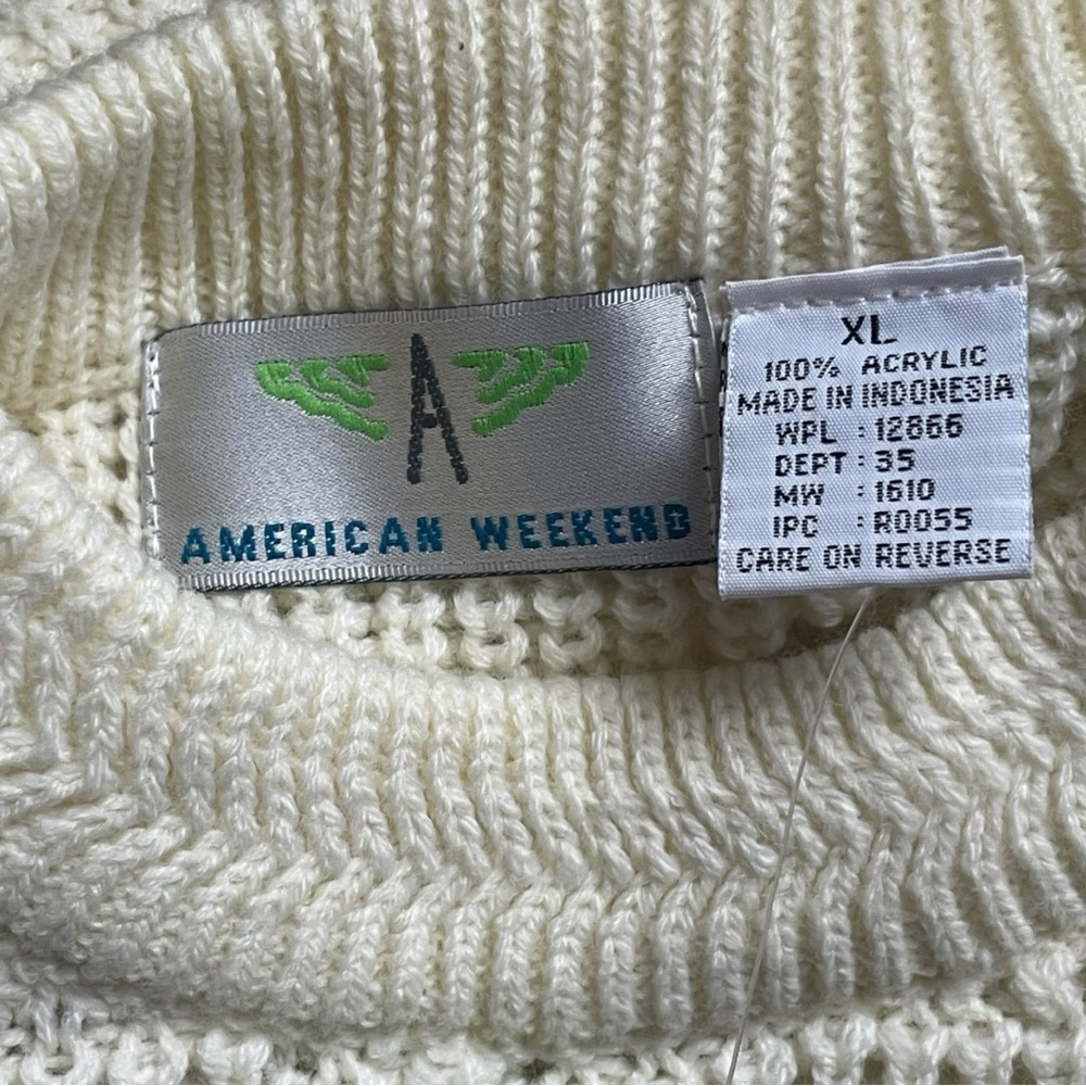 NWT Ivory Knit Sweater By American Weekend Women’s Sz XL Loose Fit / Neutral - Picture 3 of 6